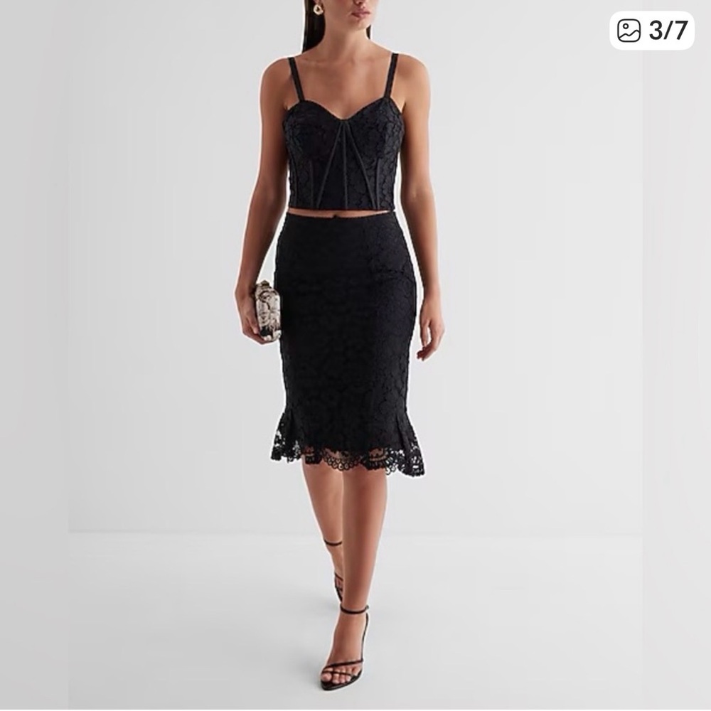 Express Peplum Lace Skirt with Matching Corset Top